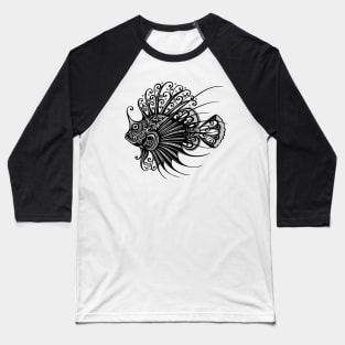 Black and White Print of Exotic Fish Baseball T-Shirt